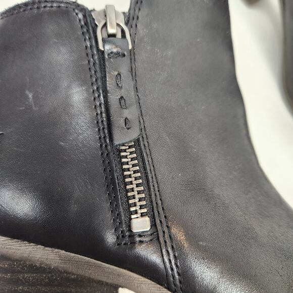 Frye Judith Women's Black Leather Zip Detail Ankle Boots Size 6.5 - Picture 5 of 10